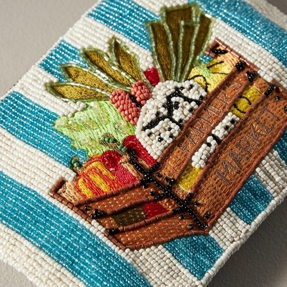 Anthropologie Striped Beaded Pouch: Garden Party Edition - Picture 2 of 4